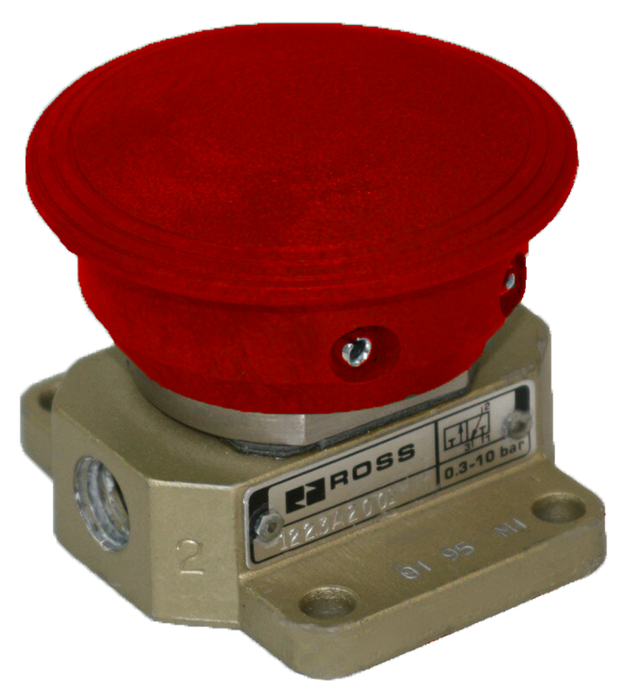3/2 Single Spring Return 1/4 NPT Ross Controls 1223B2003 12 Series Heavy Duty Palm Button Red 3/2 Single Spring Return 1/4 NPT Ross Controls 1223B2003 12 Series Heavy Duty Palm Button Red